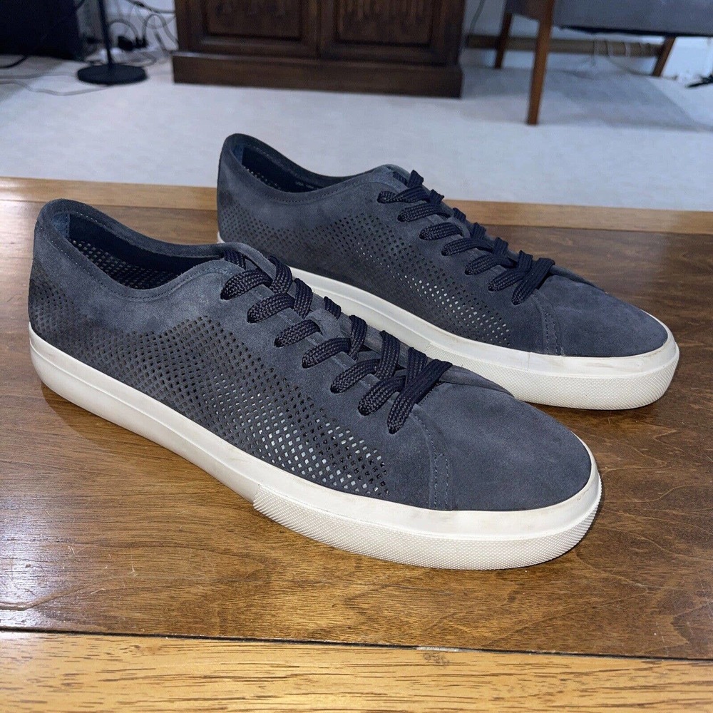 Vince Men Size 10 Farrell-5 Perforated Suede Sneakers Low Top Casual Suede Blue